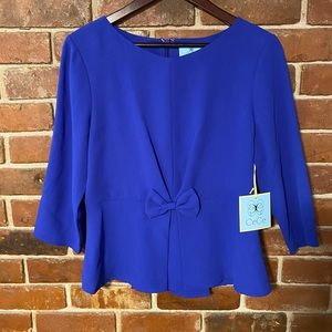 Cece Royal Blue Quarter Sleeve Peplum Top size 10